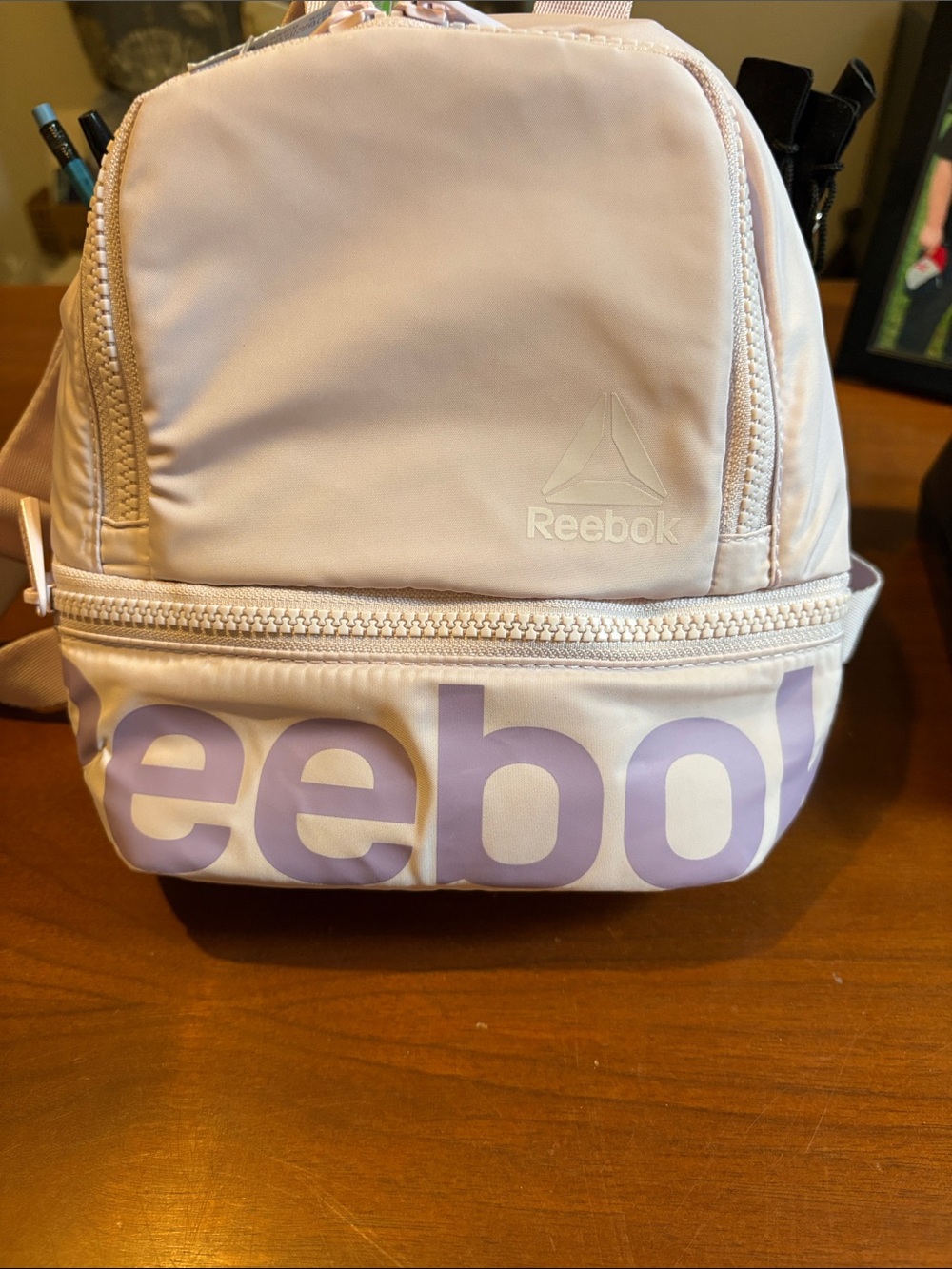 Reebok Pale Pink Mini Backpack with Lavender Logo